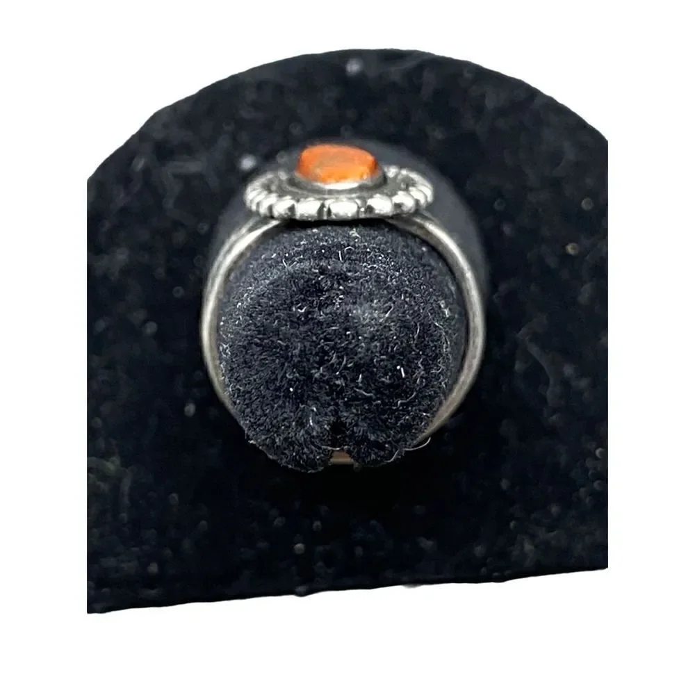 Vintage silver jasper surrounded by rope and dotted detail ring